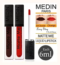 Medin Paris Matte me 9to8 liquid lipsticks set of 2 (Hot chocolate Cheery Red)-thumb1