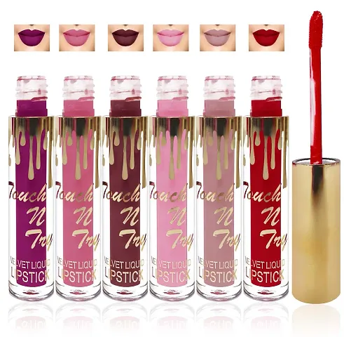 Seven Seas Cosmetics Makeup Touch N Try Velvet Matte Liquid Lipstick Enriched With Vitamin-E Fashion Color Combo Set of 6