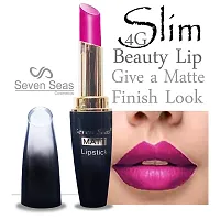 Seven Seas Cosmetics Makeup 4g Matte Lipstick Non Transfer Kiss proff Combo Set of 2 Color (violet l pink)-thumb4