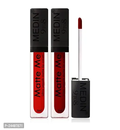 Medin Paris Matte me 9to8 liquid lipsticks set of 2 (red maroon)