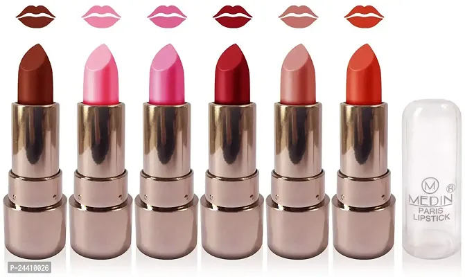 Medin Paris copper Body matte lipstick cosmetics makeup combo set of 6 color (red brown baby pink maroon pink skin brown orange)-thumb2