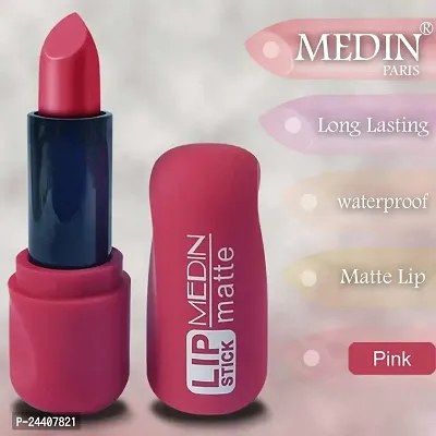 Medin Paris super matte lipstick cosmetics makeup combo set of 1 (pink)-thumb2