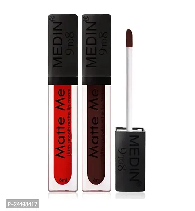 Medin Paris Matte me 9to8 liquid lipsticks set of 2 (Hot chocolate Red)