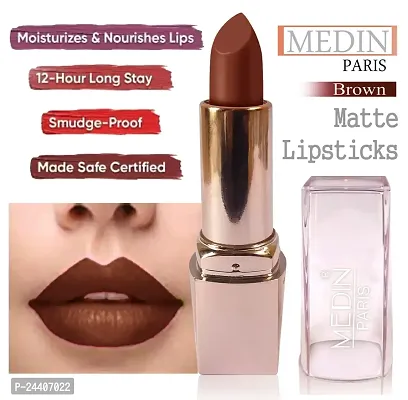 Medin Paris my look matte lipstick cosmetics makeup combo set of 6 color (brown baby pink maroon skin brown d orange voilet)-thumb5