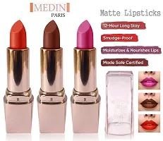 Medin Paris Girls Special Transfer Proof My Look matte Lipstick set 3 (Orange Brown Purple)-thumb1