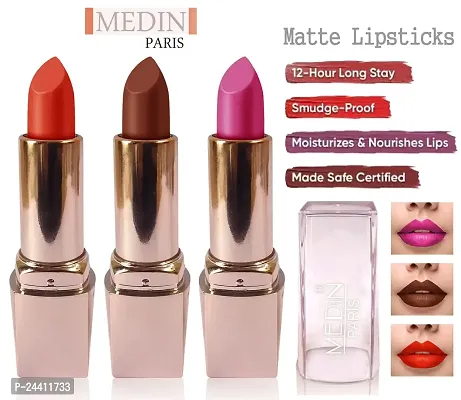 Medin Paris Girls Special Transfer Proof My Look matte Lipstick set 3 (Orange Brown Purple)-thumb2