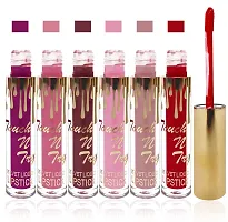 Seven Seas Cosmetics Makeup Touch Velvet Matte Liquid Lipstick Combo Set Of 6 (L Purple, Red ,D Pink, L Brow, Pink 2, Coffee Brown, Purple)-thumb2