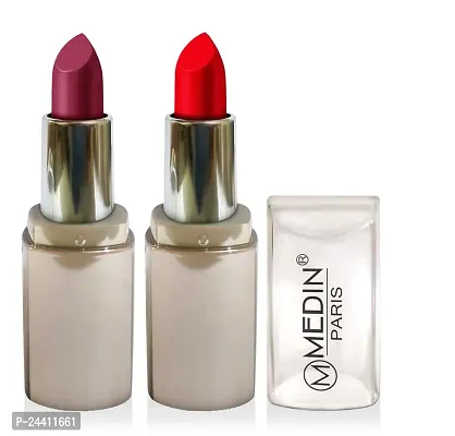 Medin Paris New Sensational Matt Matte LIPSTICK Combo set of 2 (Red Voilet)