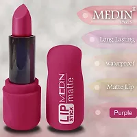 Medin Paris super matte lipstick cosmetics makeup combo set of 1 (purple)-thumb2