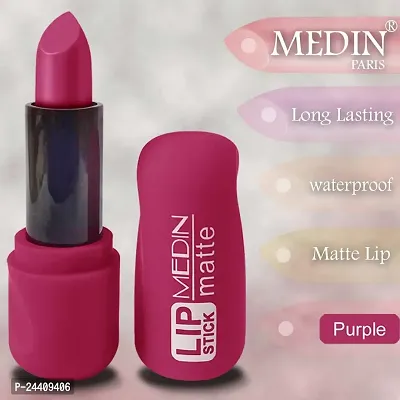 Medin Paris super matte lipstick cosmetics makeup combo set of 1 (purple)-thumb3