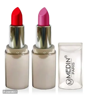 Medin Paris New Sensational Matt Matte LIPSTICK Combo set of 2 (Red Purple)