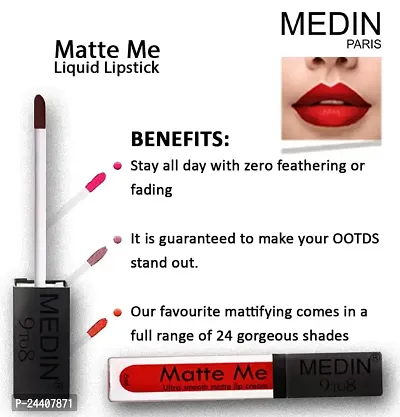 Medin Paris Matte me 9to8 liquid lipsticks set of 2 (red maroon)-thumb5