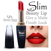 Seven Seas Cosmetics Makeup 4g Matte Lipstick Non Transfer Kiss proff Combo Set of 2 Color (maroon red)-thumb2