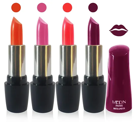 Medin Paris Ultra Hd Elegant Colors Matte Lipstick Cosmetics Makeup set of 4