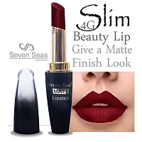 Seven Seas Cosmetics Makeup 4g Matte Lipstick Non Transfer Kiss proff Combo Set of 2 Color (maroon orange)-thumb2