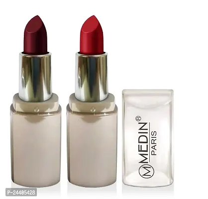 Medin Paris New Sensational Matt Matte LIPSTICK Combo set of 2 (Hot Chocolate Maroon)