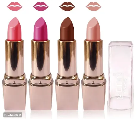 Medin Paris my look matte lipstick cosmetics makeup combo set of 4 color (brown purple skin brown baby pink)-thumb0