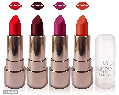 Medin Paris copper Body matte lipstick cosmetics makeup combo set of 4 color (pink hot chocolate voilet red)