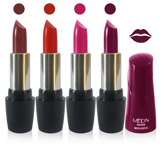 Medin Paris Ultra Hd Elegant Colors Matte Lipstick Cosmetics Makeup set of 4