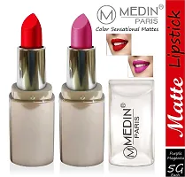 Medin Paris New Sensational Matt Matte LIPSTICK Combo set of 2 (Red Purple)-thumb1