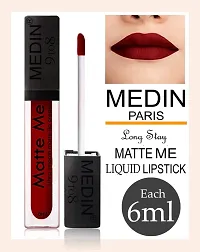 Medin Paris Matte me 9to8 liquid lipsticks set of 2 (red maroon)-thumb2