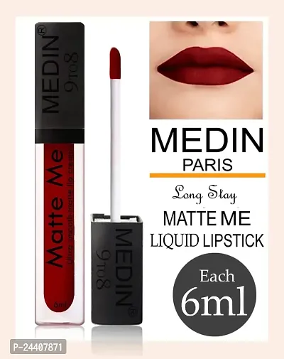 Medin Paris Matte me 9to8 liquid lipsticks set of 2 (red maroon)-thumb3