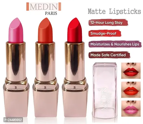 Medin Paris Girls Special Transfer Proof My Look matte Lipstick set 3 (Red Pink Orange)-thumb2