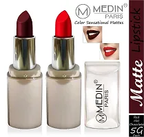 Medin Paris New Sensational Matt Matte LIPSTICK Combo set of 2 (Hot Chocolate Red)-thumb1