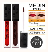 Medin Paris Matte me 9to8 liquid lipsticks set of 2 (Hot chocolate Red)-thumb1