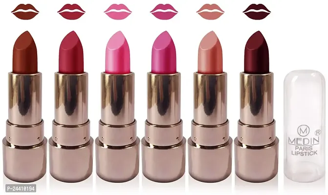 Medin Paris copper Body matte lipstick cosmetics makeup combo set of 6 color (red brown magenta pink purple skin brown hot chocolate)