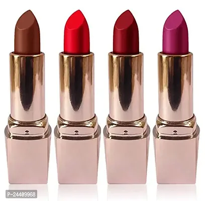 Medin Paris my look matte lipsticks cosmetics makeup combo set of 4 (voilet maroon brown red)