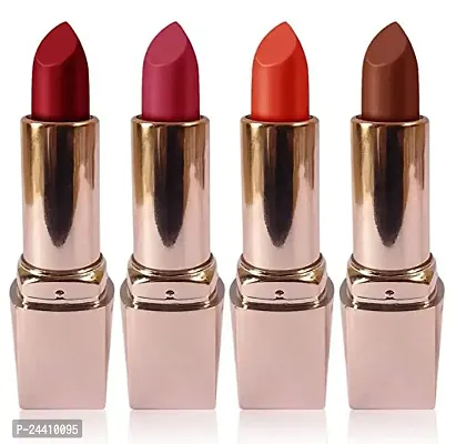 Medin Paris my look matte lipsticks cosmetics makeup combo set of 4 (orange magenta brown maroon)