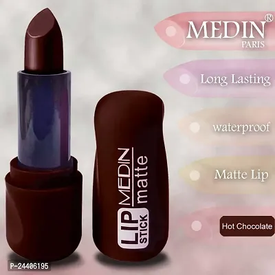 Medin Paris super matte lipstick cosmetics makeup combo set of 3 color (hot chocolate l brown purple)-thumb5