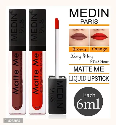 Medin Paris Hot LIp... Forever Matte liquid Lipstick Cosmetics Makeup combo set of 2