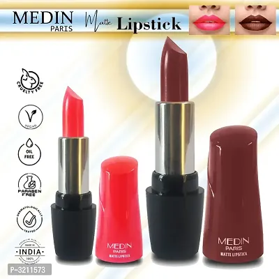 Medin Paris Ultra HD Elegant Colors Matte Lipstick Cosmetics Makeup 007 Series Set Of 2-thumb0