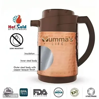 Mumma's LIFE- Double wall Insulated Bottle,Thermos Hot and Cold Jug, Copper 1000 ml Flask (Pack of 1, Copper, Steel)-thumb4