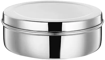 Mumma's LIFE- kitchen storage puri dabba/ air tight / multi purpose steel box - Steel Utility Container (Silver) (2100ML)-thumb1