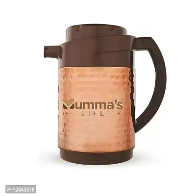 Mumma's LIFE- Double wall Insulated Bottle,Thermos Hot and Cold Jug, Copper 1000 ml Flask (Pack of 1, Copper, Steel)