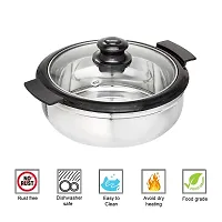 Stainless Steel Thermoware Casserole with Glass Lid| Hot Pot Roti Box for Kitchen Keeps Warm Upto 2 Hours| hot case with Lid for Kitchen (1500ML)-thumb2