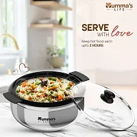 Mumma's LIFE- Stainless Steel Thermoware Casserole with Glass Lid| Hot Pot Roti Box for Kitchen Keeps Warm Upto 2 Hours| hot case with Lid for Kitchen (1500ml)-thumb3