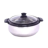 Stainless Steel Thermoware Casserole with Glass Lid| Hot Pot Roti Box for Kitchen Keeps Warm Upto 2 Hours| hot case with Lid for Kitchen (1500ML)-thumb3