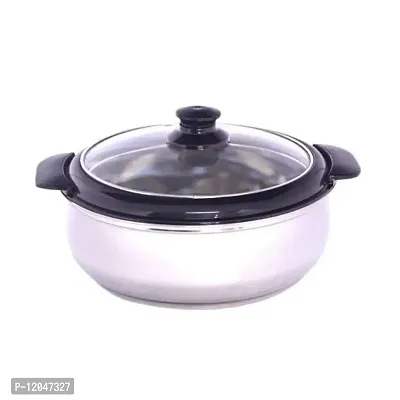 Stainless Steel Thermoware Casserole with Glass Lid| Hot Pot Roti Box for Kitchen Keeps Warm Upto 2 Hours| hot case with Lid for Kitchen (1500ML)-thumb4