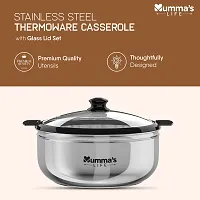 Mumma's LIFE- Stainless Steel Thermoware Casserole with Glass Lid| Hot Pot Roti Box for Kitchen Keeps Warm Upto 2 Hours| hot case with Lid for Kitchen (1500ml)-thumb1