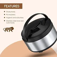 Dr. Equipment- Stainless Steel Thermoware Casserole Hot Pot for hot Meal| chapati| Curry| roti (2000ML) ,Solid-thumb4