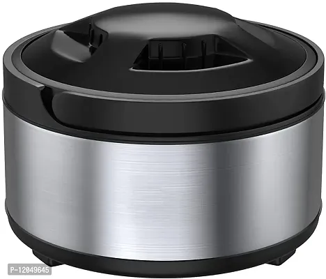 Dr. Equipment- Stainless Steel Thermoware Casserole Hot Pot for hot Meal| chapati| Curry| roti (2000ML) ,Solid