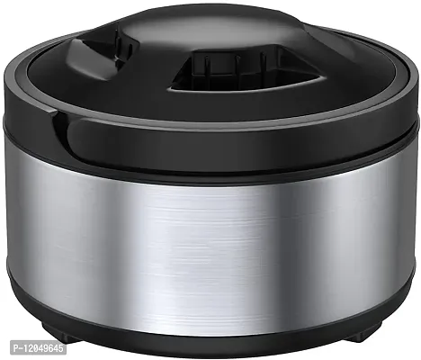 Dr. Equipment- Stainless Steel Thermoware Casserole Hot Pot for hot Meal| chapati| Curry| roti (2000ML) ,Solid-thumb0