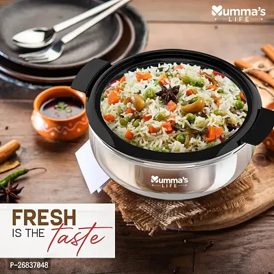 Durable Stainless Steel Thermoware Casserole With Glass Lid Hot Pot Roti Box With Lid For Kitchen Keeps Warm Upto 2 Hours -2500Ml-thumb4