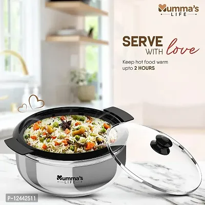 Mummas LIFE- Stainless Steel Thermoware Casserole with Glass Lid Set (3500ml)-thumb3