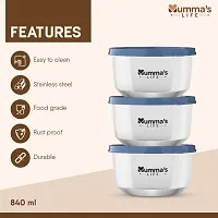 Mummas LIFE Insulated Lunch Box, Set of 3, 280 ml x 3 (Stainless Steel, Silver Grey) (840 ML)-thumb2