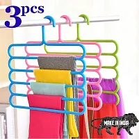 Multi Layer Pants Clothes Hanger Wardrobe Storage Organizer Rack, 33l x 1b x 32h cm (Assorted Colour) (3)-thumb2